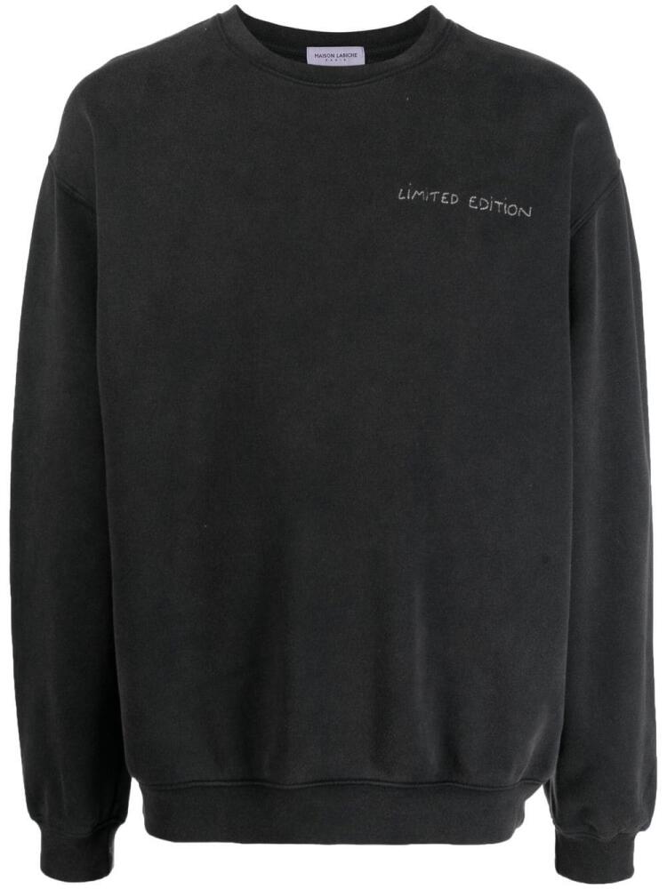 Maison Labiche embroidered-slogan fleece sweatshirt - Black Cover