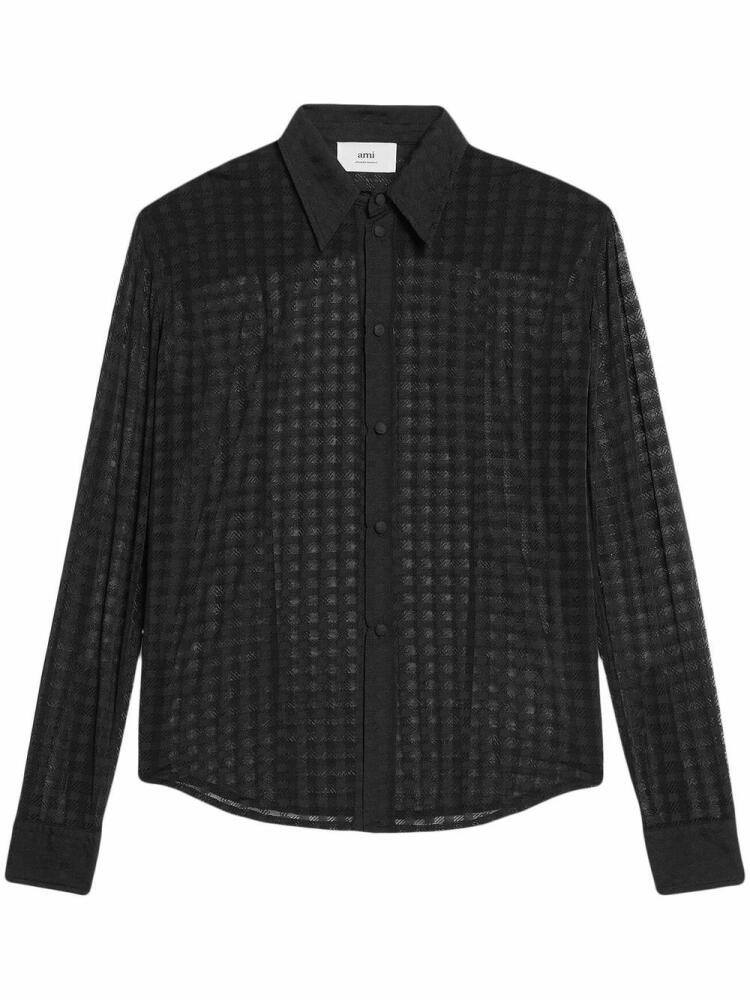 AMI Paris semi-sheer long-sleeve shirt - Black Cover