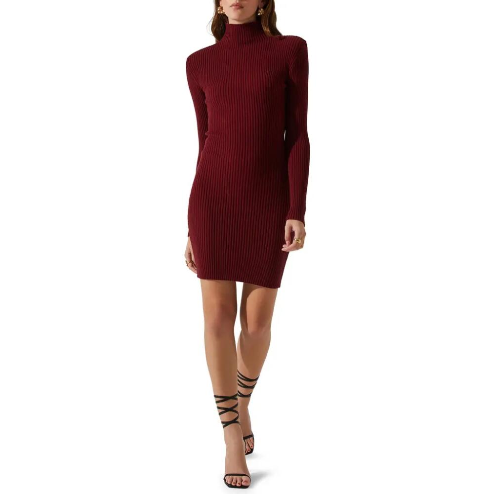 ASTR the Label Gwendolyn Funnel Neck Long Sleeve Sweater Dress in Wine Cover