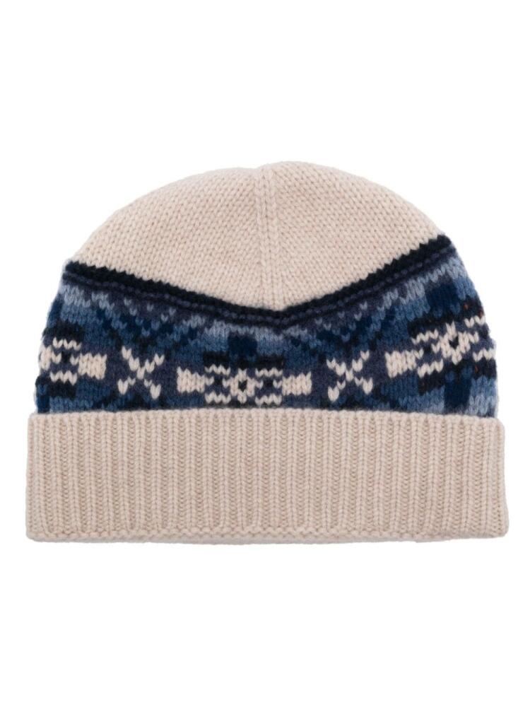 Eric Bompard Fair Isle beanie hat - Neutrals Cover