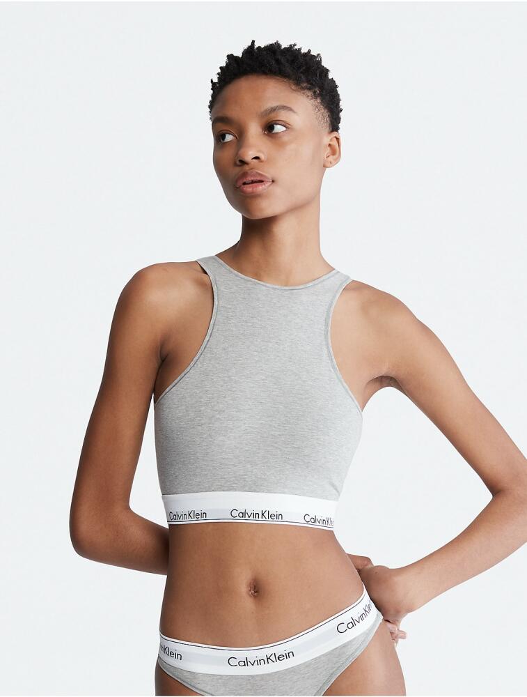 Calvin Klein Women's Modern Cotton Unlined Longline Bralette - Grey Cover