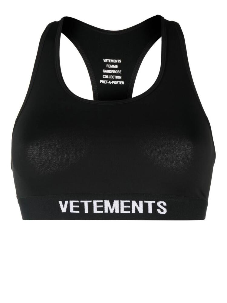 VETEMENTS stretch-design logo bra - Black Cover