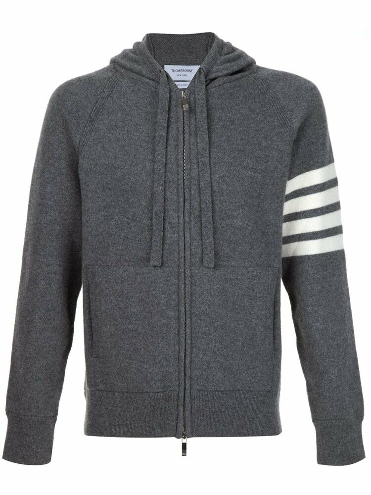 Thom Browne 4-Bar Zip-Up Cashmere Hoodie - Grey Cover