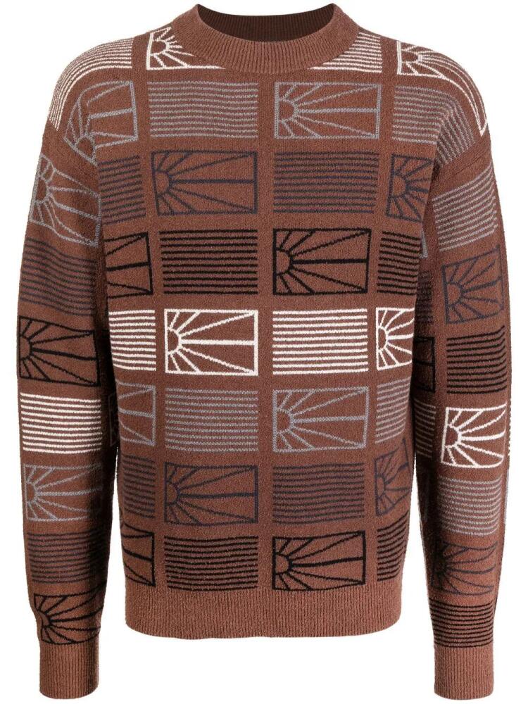 RASSVET intarsia-knit ribbed-trim jumper - Brown Cover