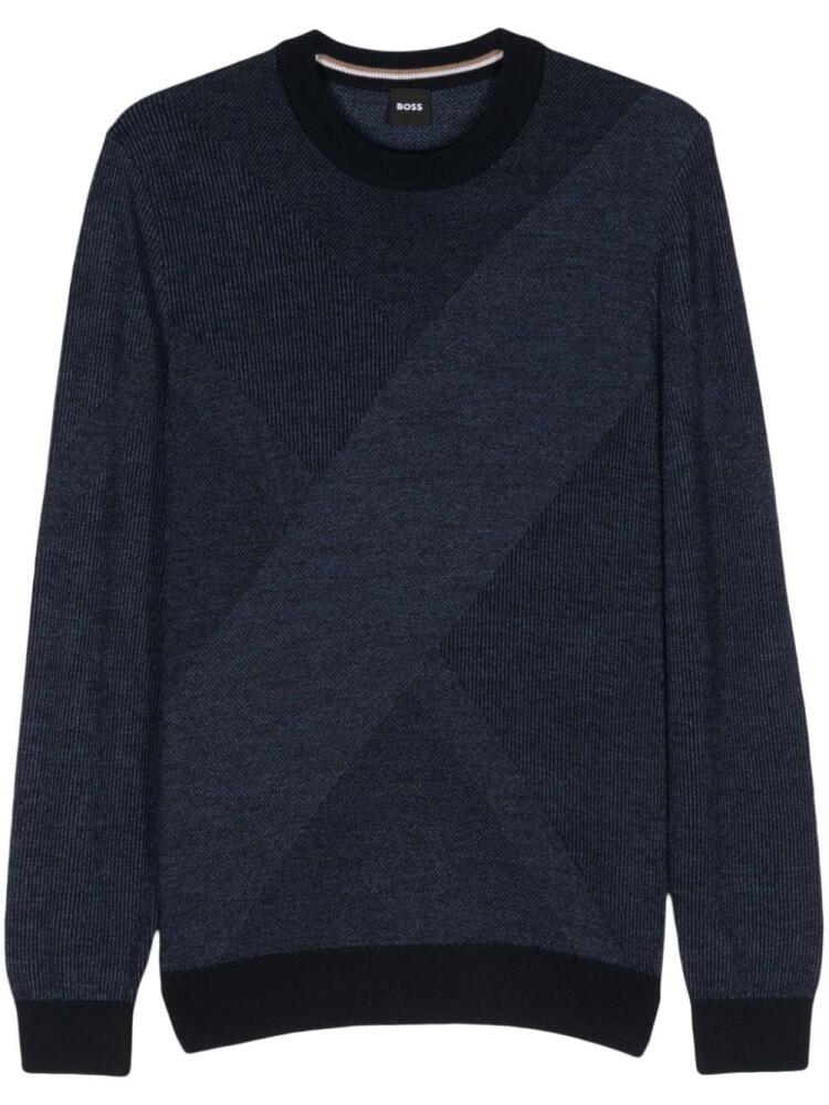 BOSS two-tone jacquard sweater - Blue Cover