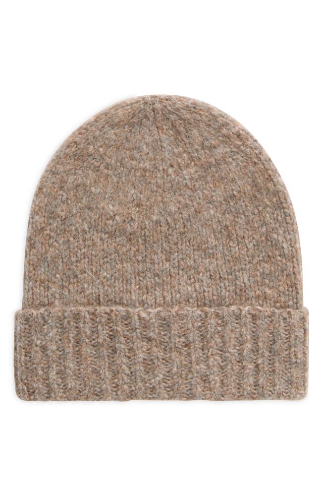 Johnstons of Elgin Brushed Cashmere & Silk Bouclé Beanie in Beige/Ash Cover