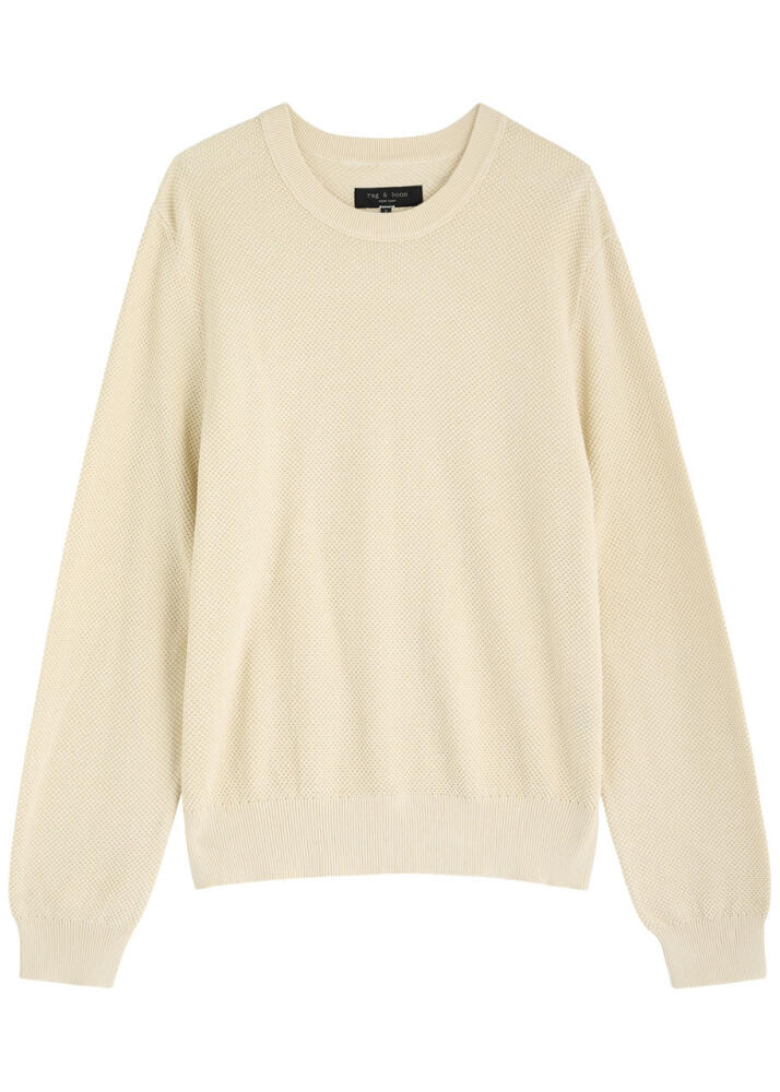 Rag & Bone Dexter Waffle-knit Cotton Jumper - Ecru Cover