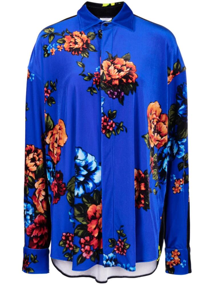 VETEMENTS floral-print straight-point collar shirt - Blue Cover