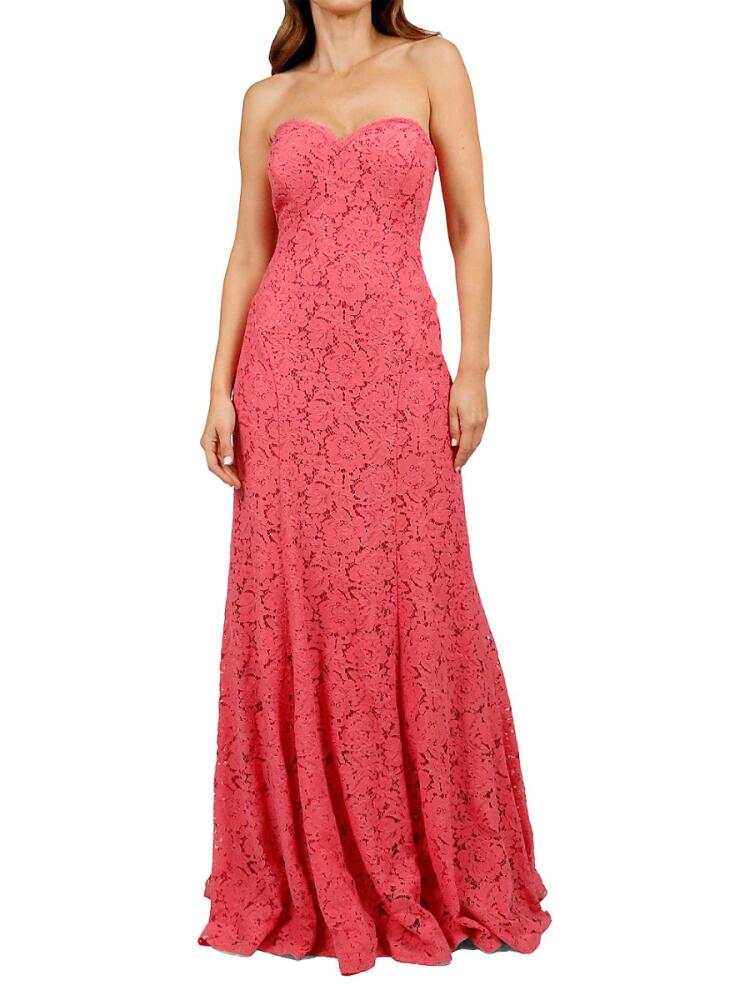 Rene Ruiz Collection Women's Strapless Sweetheart Lace Gown - Pink Cover