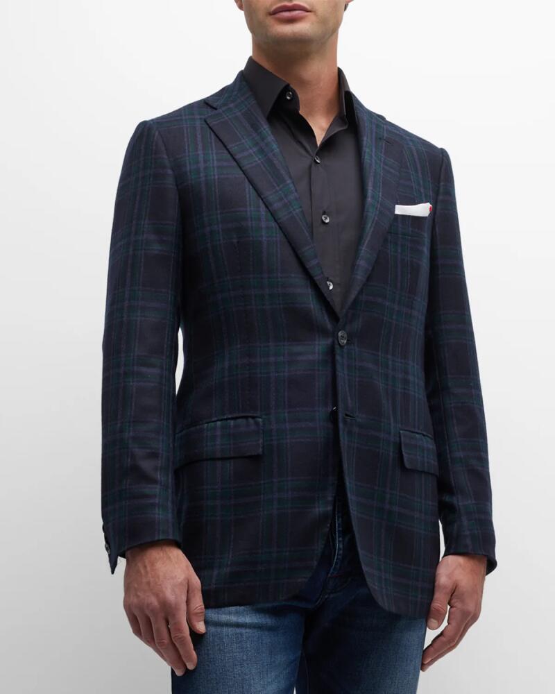 Kiton Men's Plaid Cashmere Jacket Cover