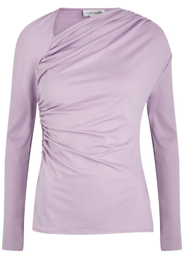 Victoria Beckham Ruched Stretch-jersey top - Purple Cover