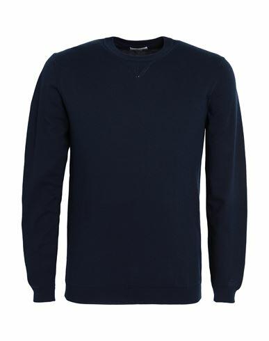 Woolrich Logo Crewneck Man Sweater Navy blue Cotton Cover