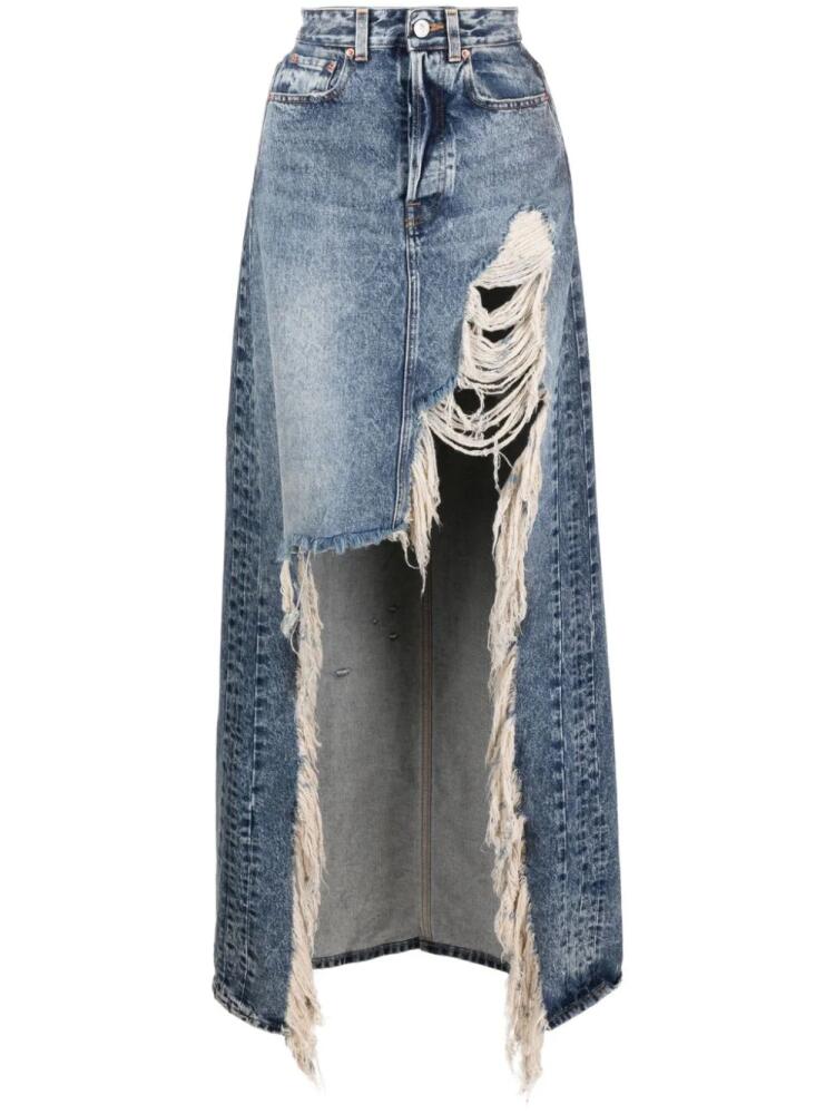 VETEMENTS ripped-detail denim skirt - Blue Cover