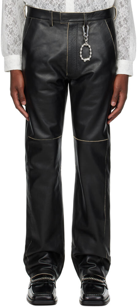 Martine Rose Black Raw Edge Leather Pants Cover