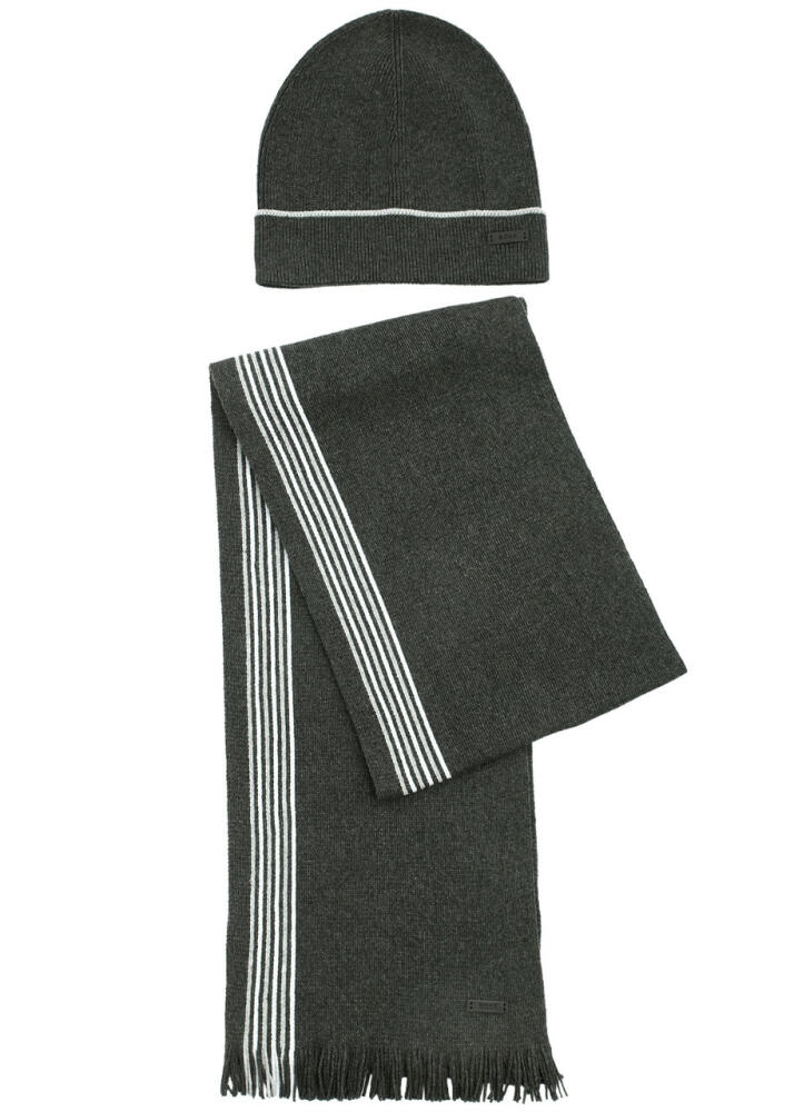 Boss Enzo Beanie and Scarf set - Grey Cover