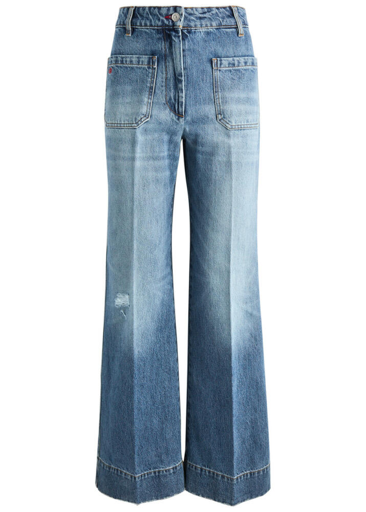 Victoria Beckham Alina Distressed Straight-leg Jeans - Denim Cover