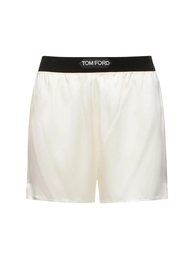 TOM FORD Logo Silk Satin Mini Shorts Cover