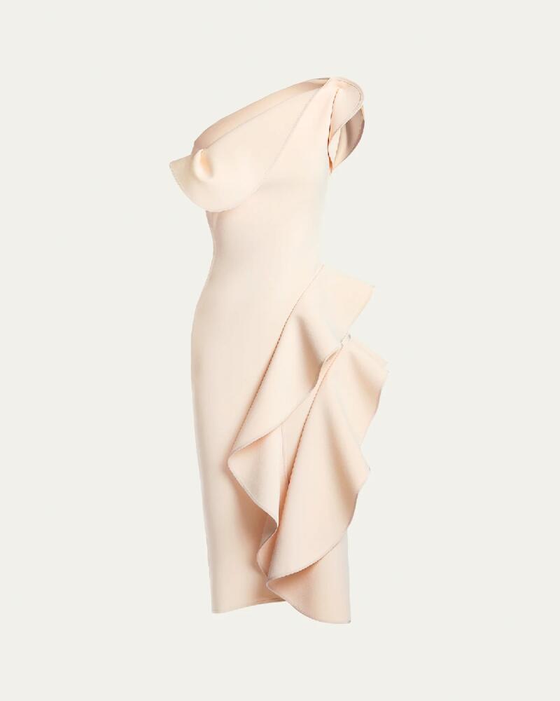 Maticevski Rhythm One-Shoulder Midi Dress with Ruffle Details Cover