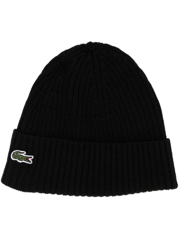 Lacoste Crocodile-patch wool beanie - Black Cover