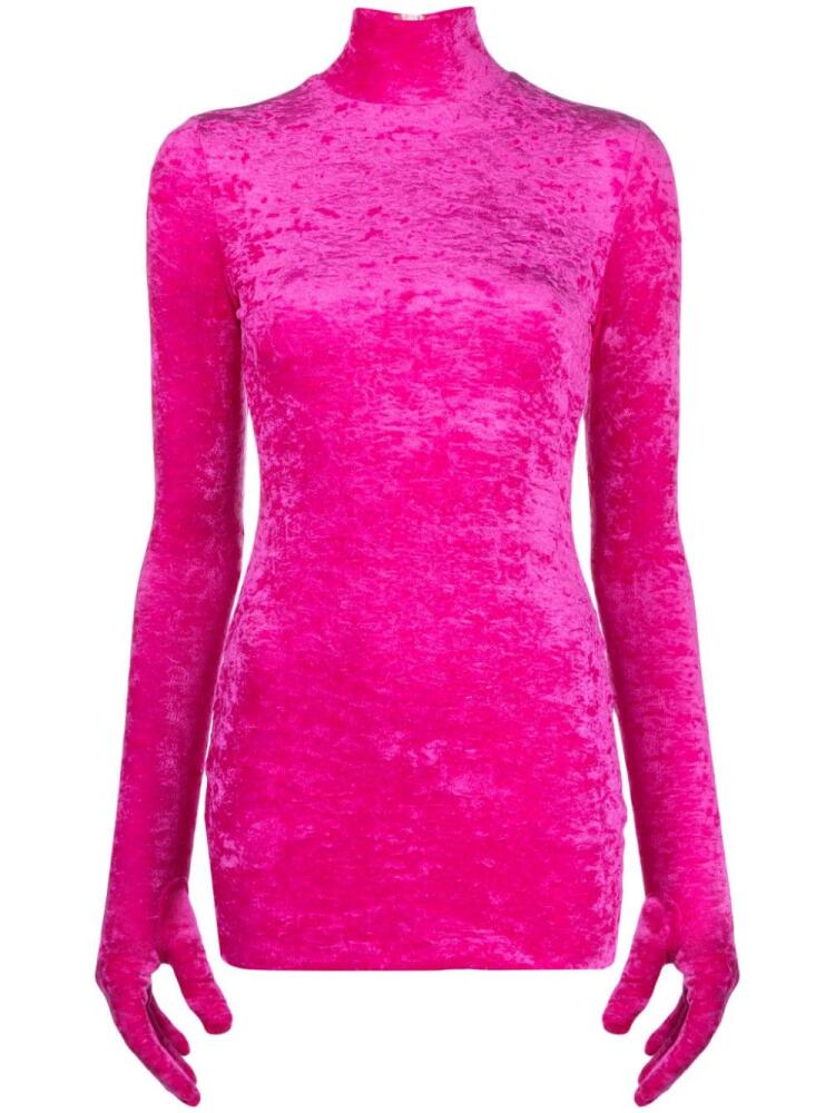 VETEMENTS velvet glove-sleeve minidress - Pink Cover