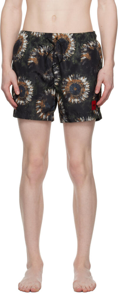 Hugo Black Printed Swim Shorts Cover