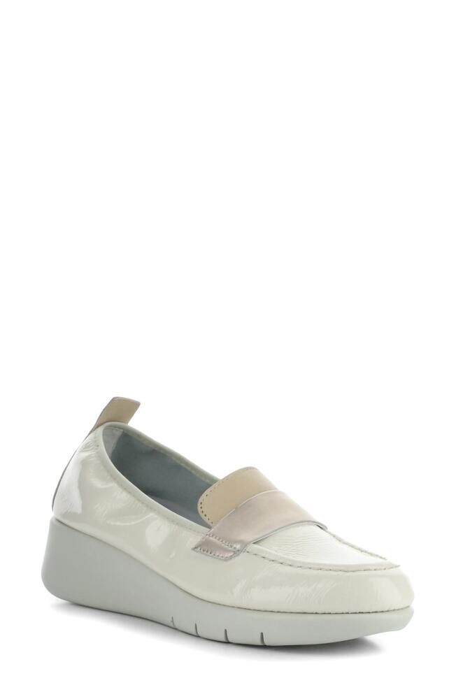 Bos. & Co. Screen Wedge Loafer in Mixed White Patent Cover