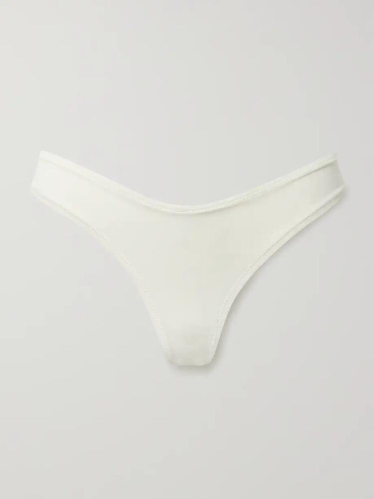 Skims - Cotton-blend Jersey Dipped Thong - Bone Cover