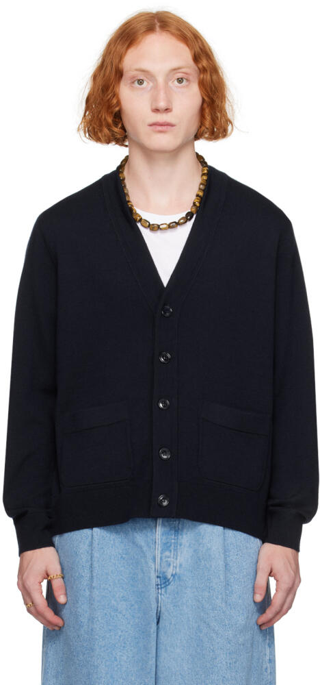 Dries Van Noten Navy Merino Wool Cardigan Cover