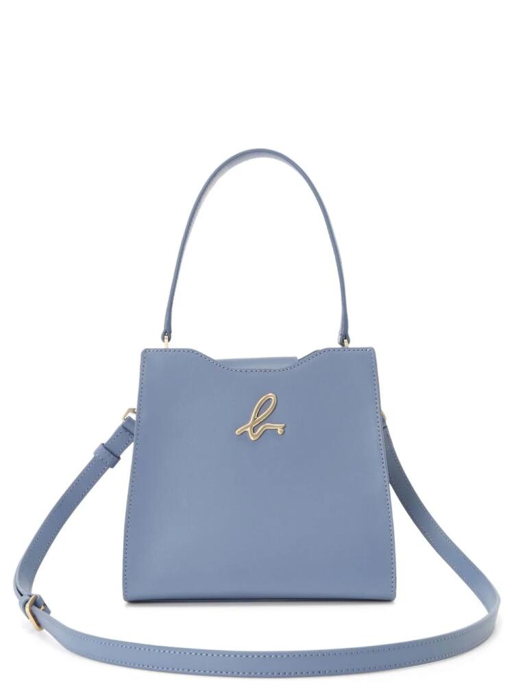 agnès b. logo-plaque leather tote bag - Blue Cover