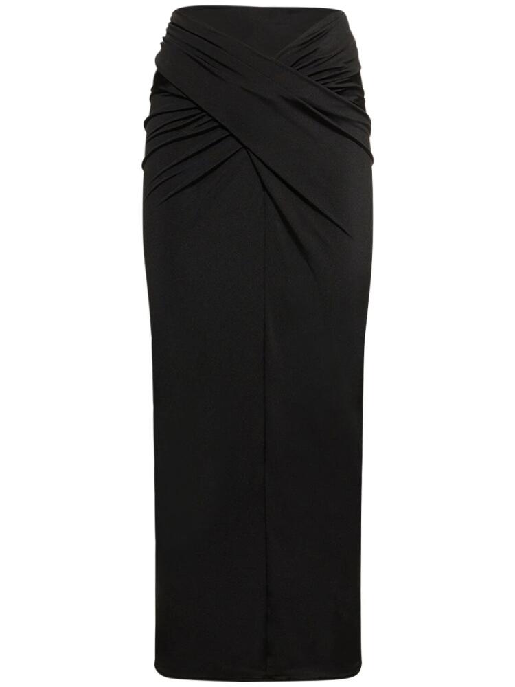 16ARLINGTON Berretta Draped Jersey Midi Skirt Cover