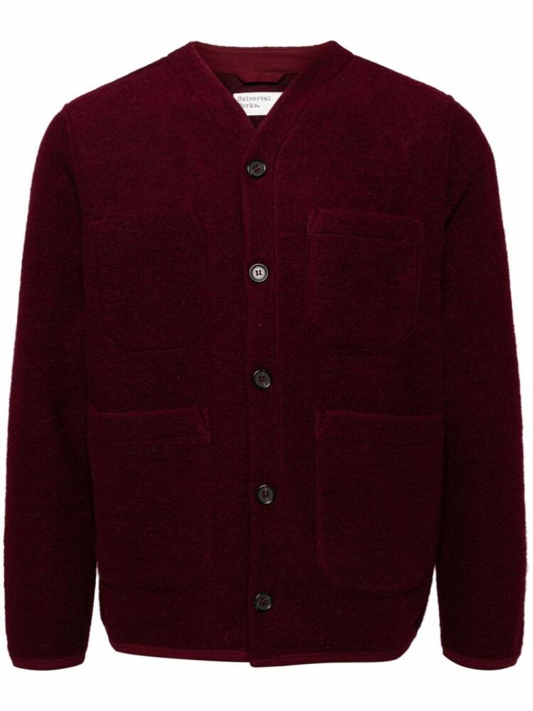 Universal Works fleece cardigan - Red Cover