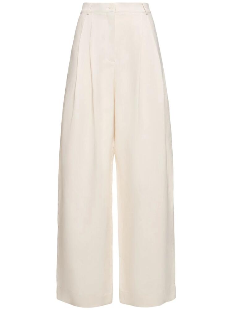 THE FRANKIE SHOP Piper Pleated Viscose & Linen Pants Cover