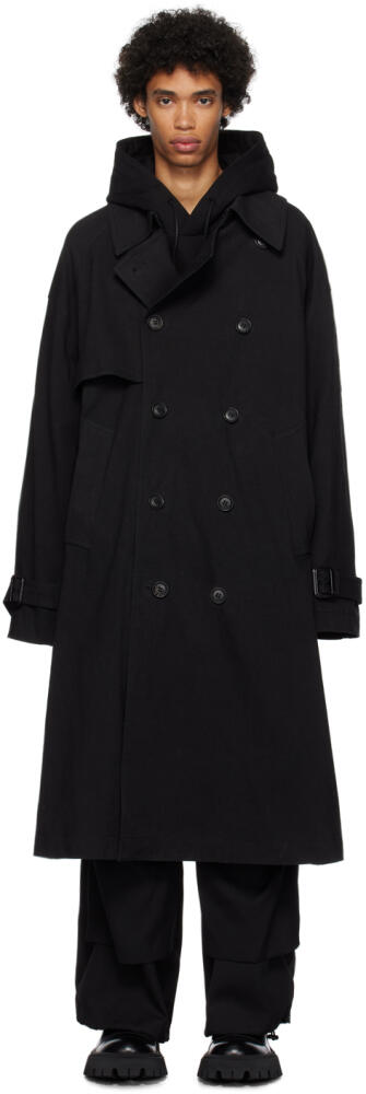 Juun.J Black Belted Trench Coat Cover