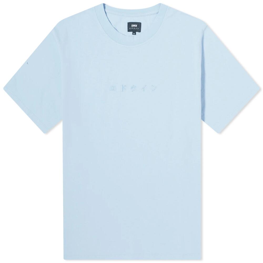 Edwin Men's Katakana Embroidery T-Shirt in Placid Blue Cover