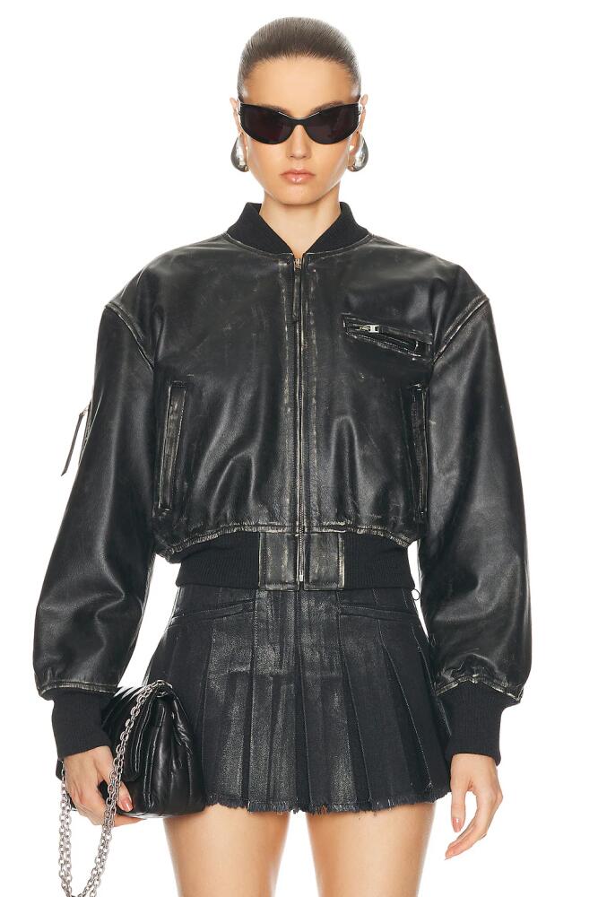 Acne Studios Cropped Leather Jacket in Black Cover