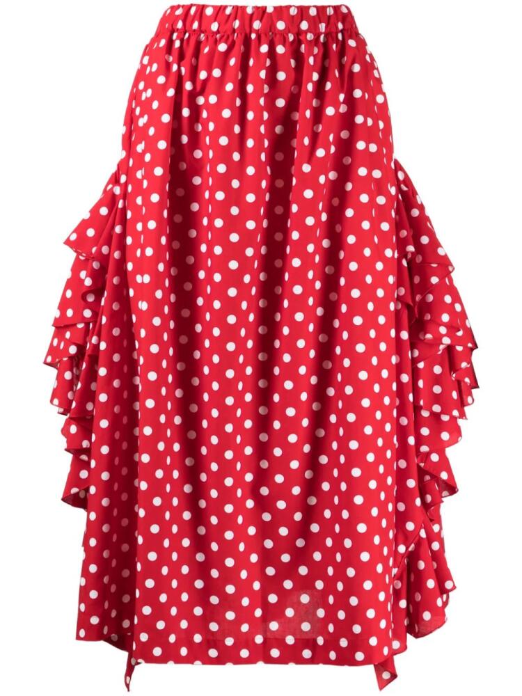 Comme Des Garçons Comme Des Garçons polka-dot print ruffle-detailing skirt - Red Cover