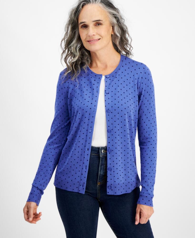 Style & Co Women's Printed Button-Front Cardigan, Created for Macy's - Blue Dot Cover