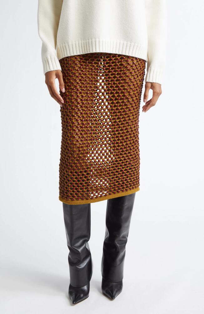 Diotima Spice Embellished Fishnet Sweater Skirt in Cumin Cover