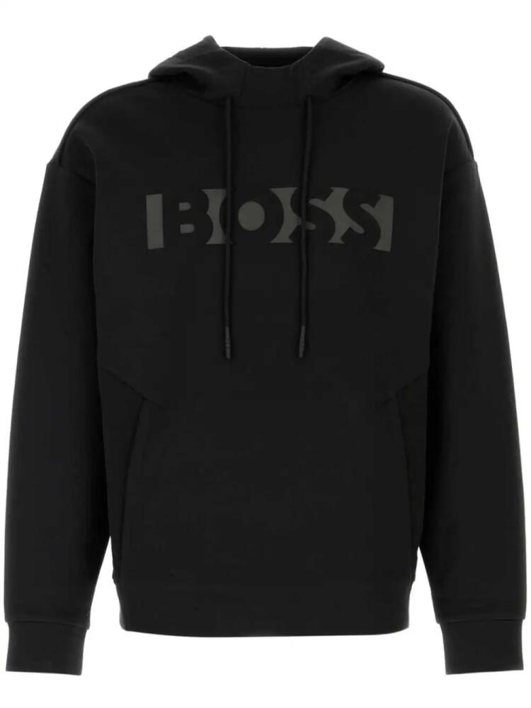 BOSS logo-embossed hoodie - Black Cover