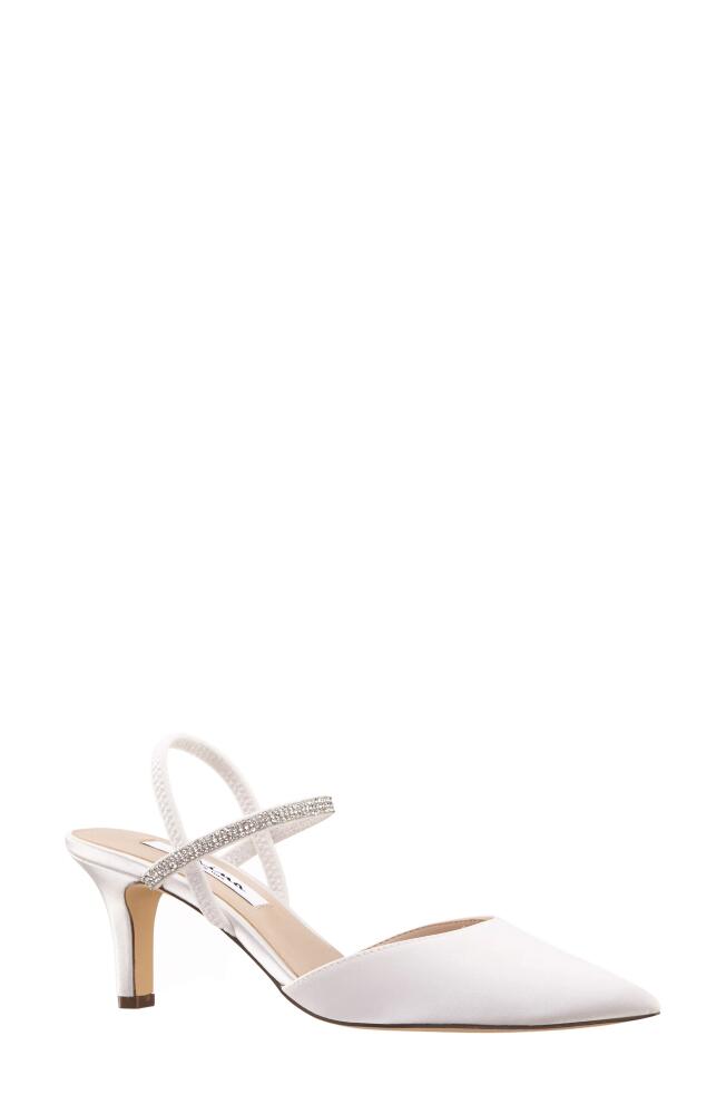 Nina Billie Slingback Pointed Toe Pump in Ivory Crystal Satin Cover