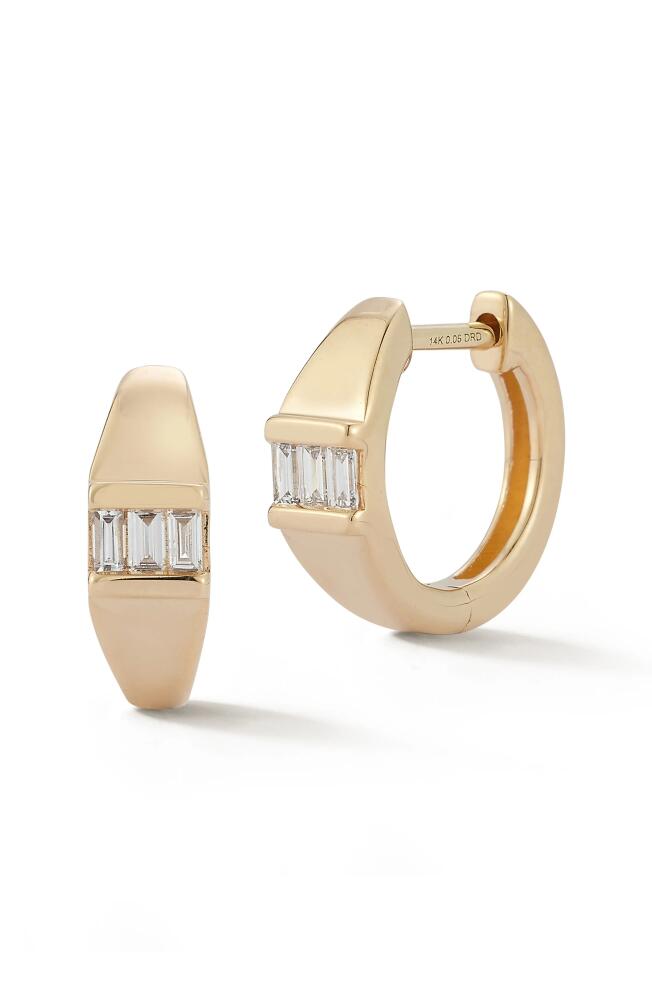 Dana Rebecca Designs Sadie Pearl Diamond Baguette Center Hoop Earrings in Yellow Gold Cover