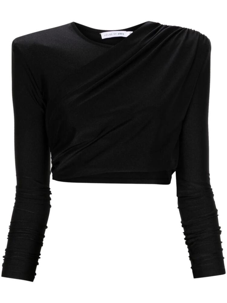 Amen draped-detail cropped top - Black Cover