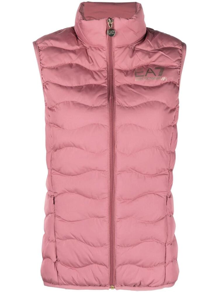 Ea7 Emporio Armani sleeveless logo-print gilet - Pink Cover