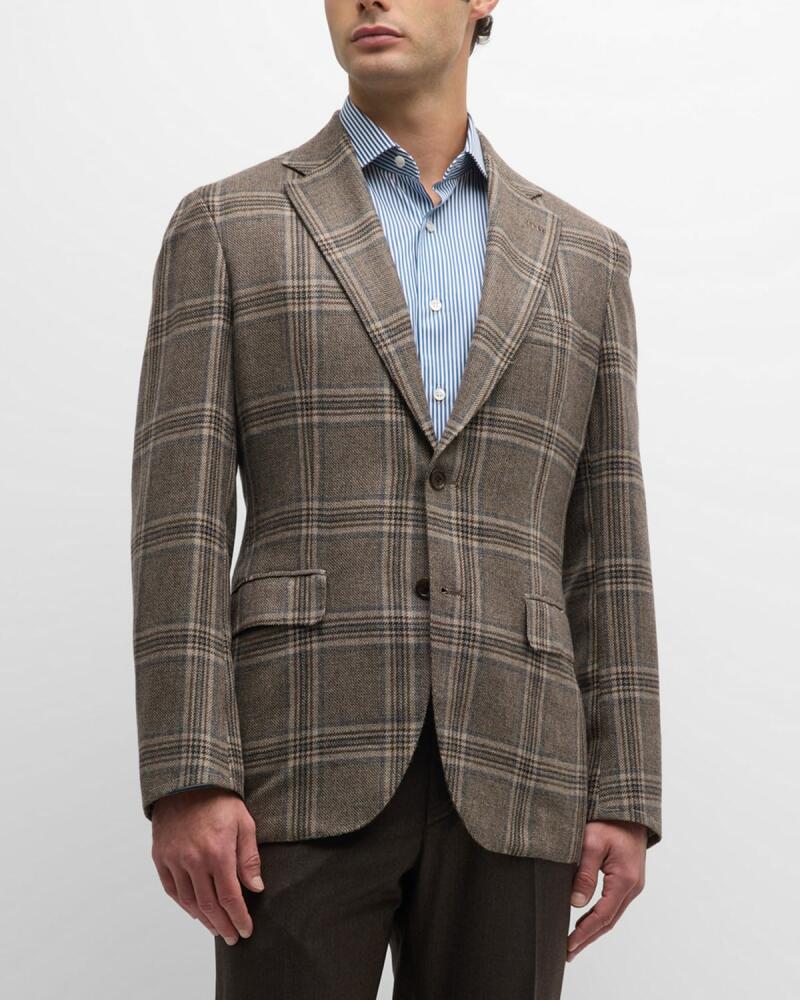 Brioni Men's Wool-Cashmere Plaid Sport Coat Cover