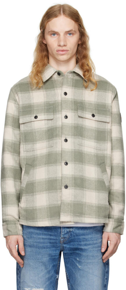 BOSS Off-White & Green Brushed Overshirt Cover