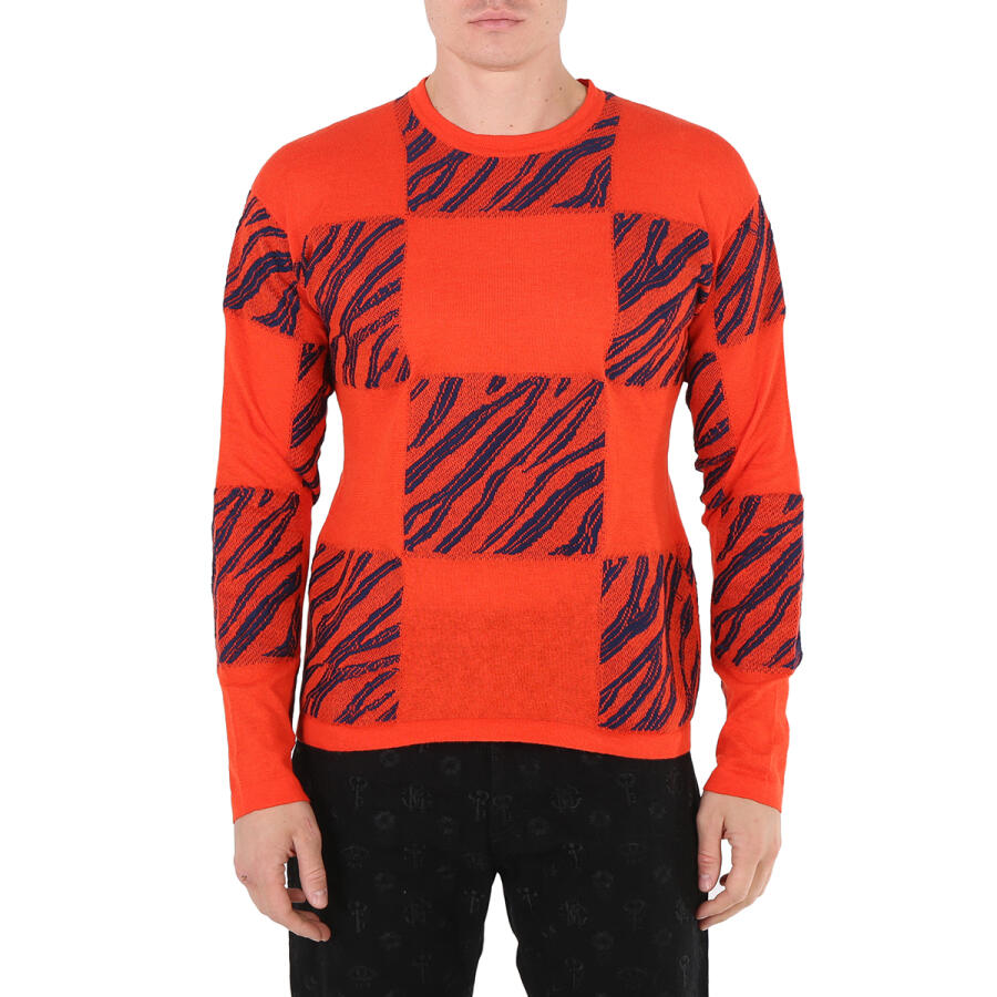 Roberto Cavalli Mens Zebra Check-jacquard Sweater Cover