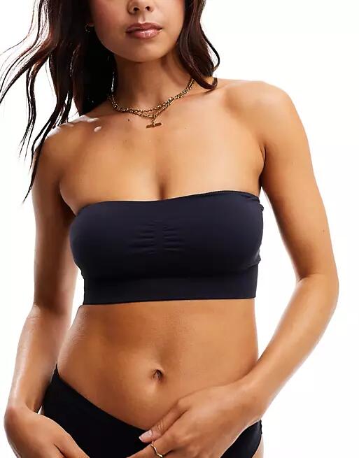 Lindex seamless bandeau soft bra with removable padding in black Cover