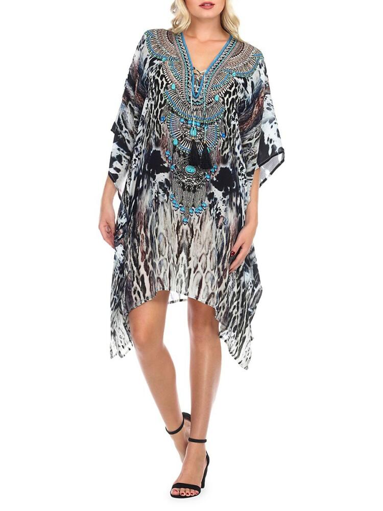 La Moda Clothing Women's Printed Cover Up Caftan - Clouded Leopard Cover