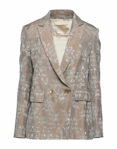 Momoní Woman Blazer Khaki Acetate, Viscose Cover