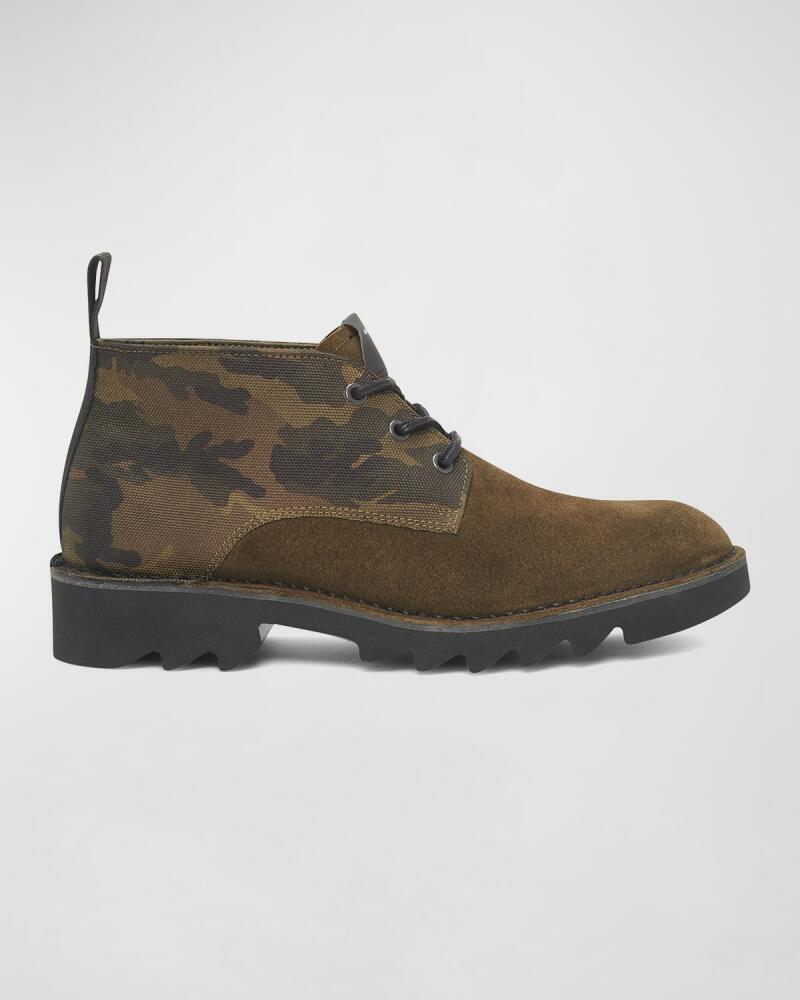 Karl Lagerfeld Paris Men's Camo-Print Suede Chukka Boots Cover